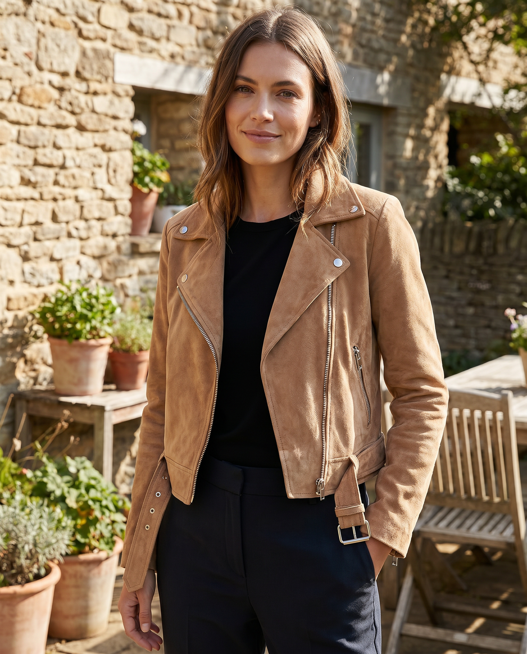 Women's Zip Up Slim Fit Biker Jacket
