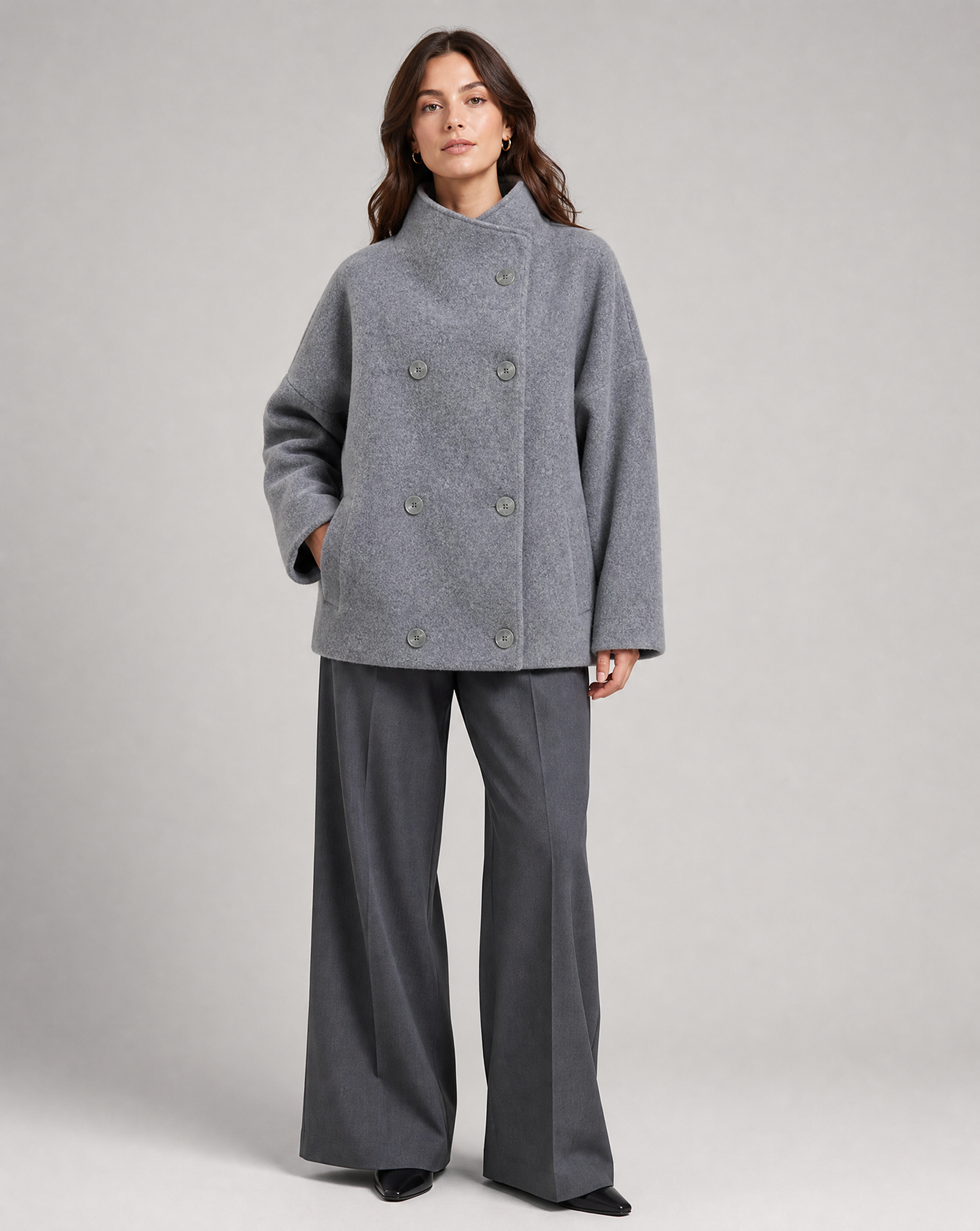 Stand Collar Women's Pea Coat