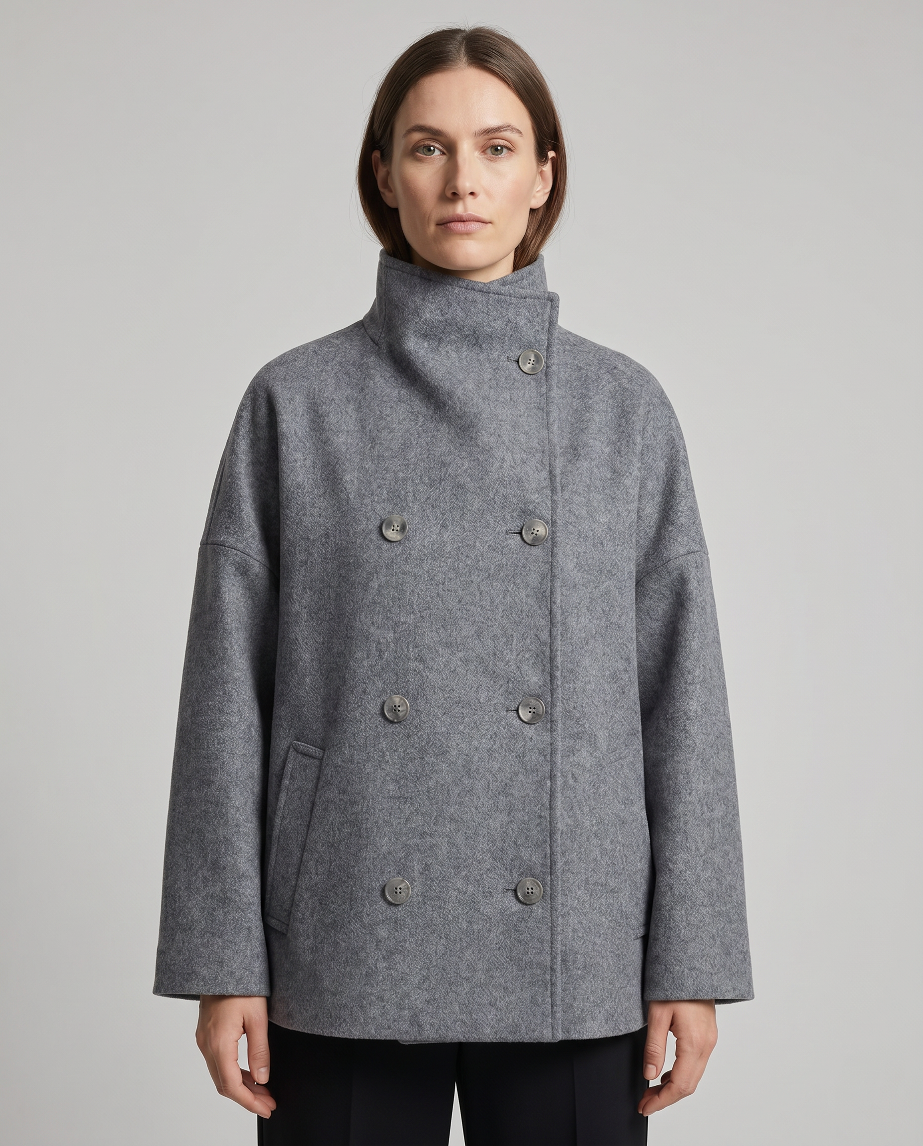 Stand Collar Women's Pea Coat