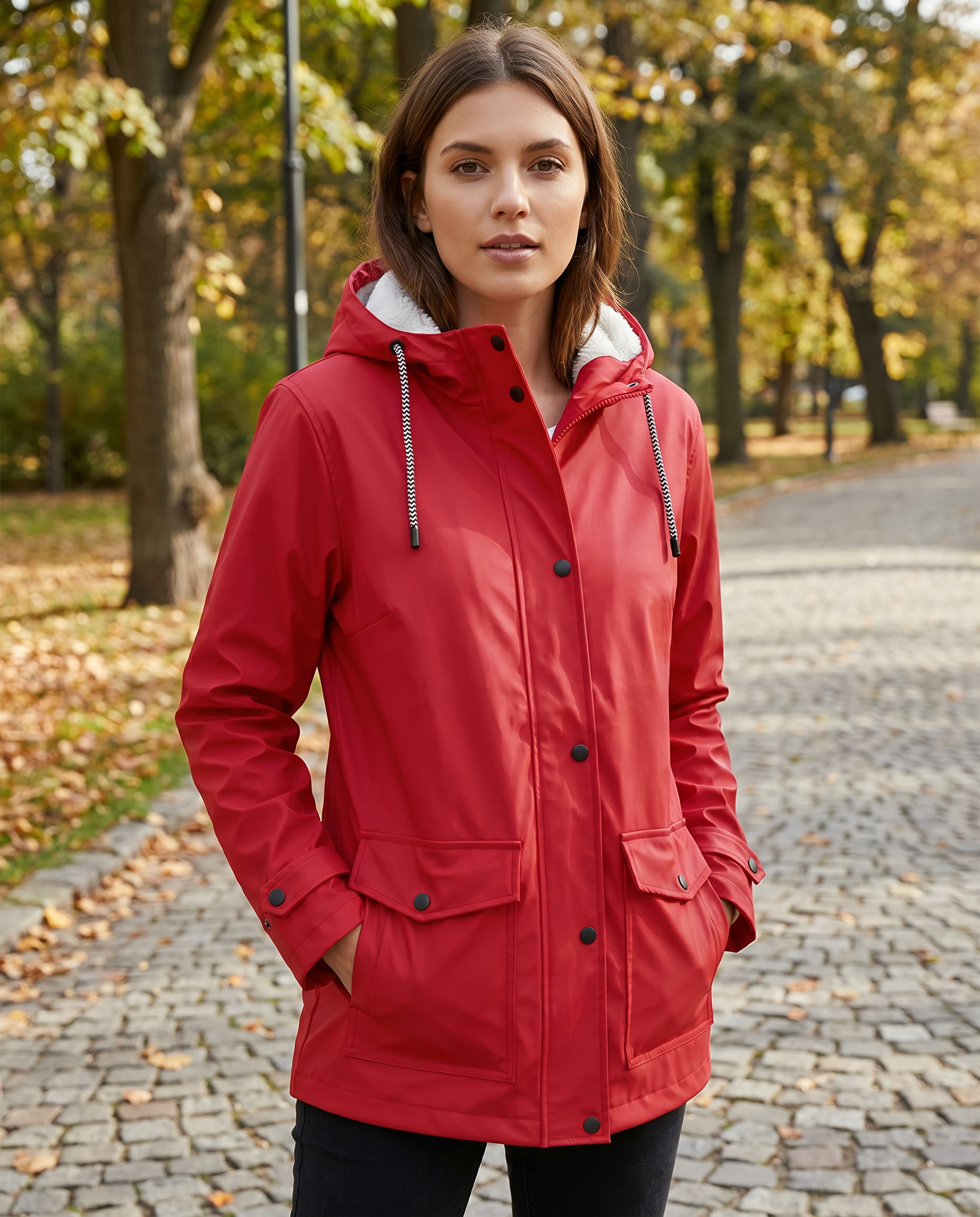Women's Water and Windproof Fleece-Lined Jacket With Hood
