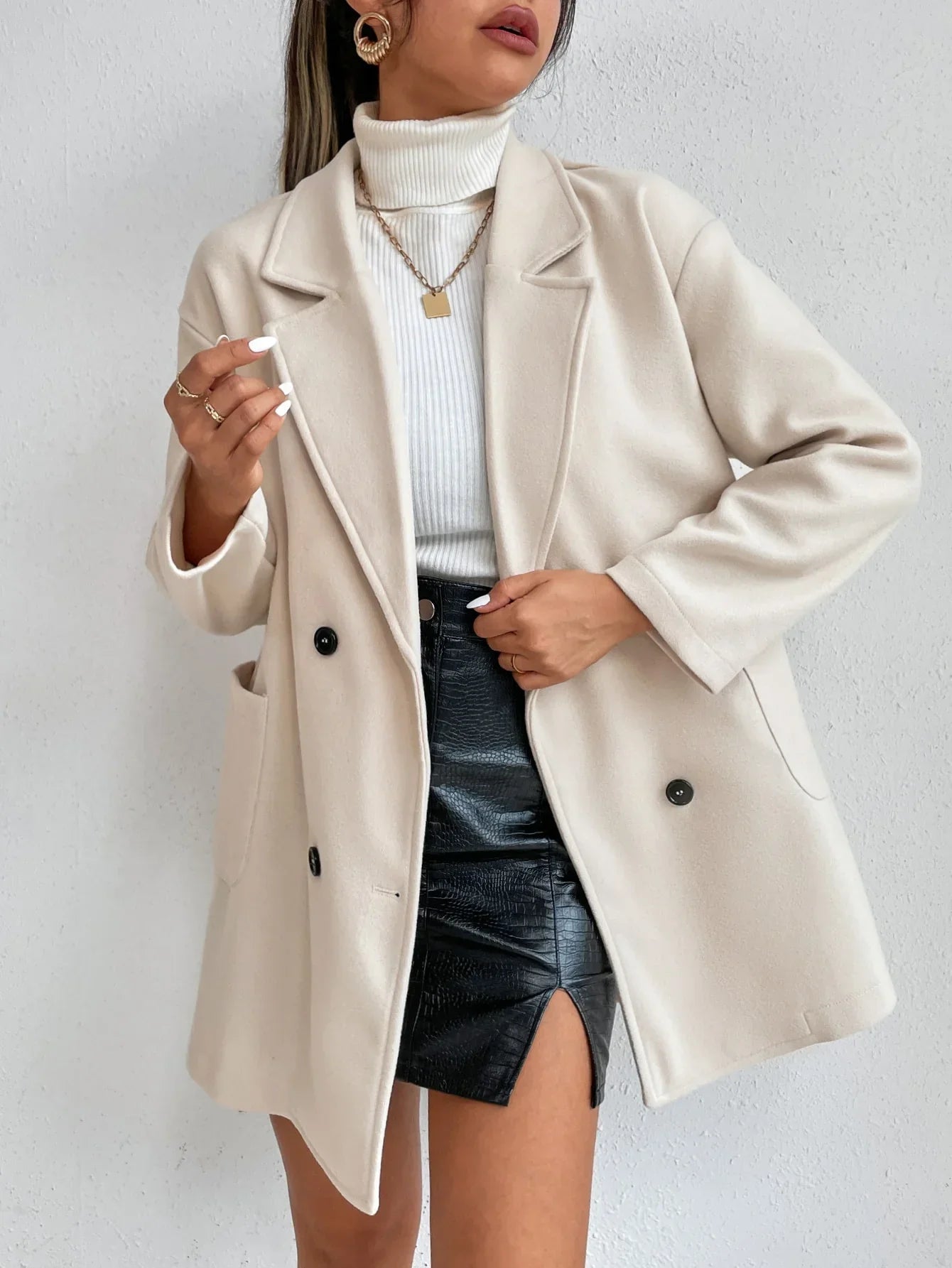 Korean-Style Wool Coat – Elegant Mid-Length Design for Chic Autumn & Winter Wear