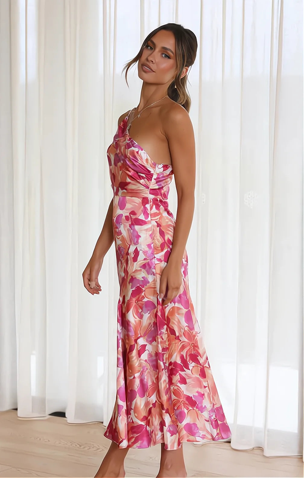 Laila | Floral Satin Dress