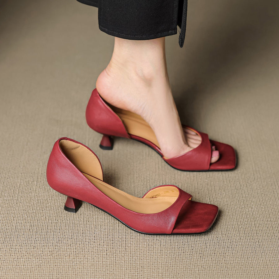 Celin Peep Toe Genuine Leather Heels