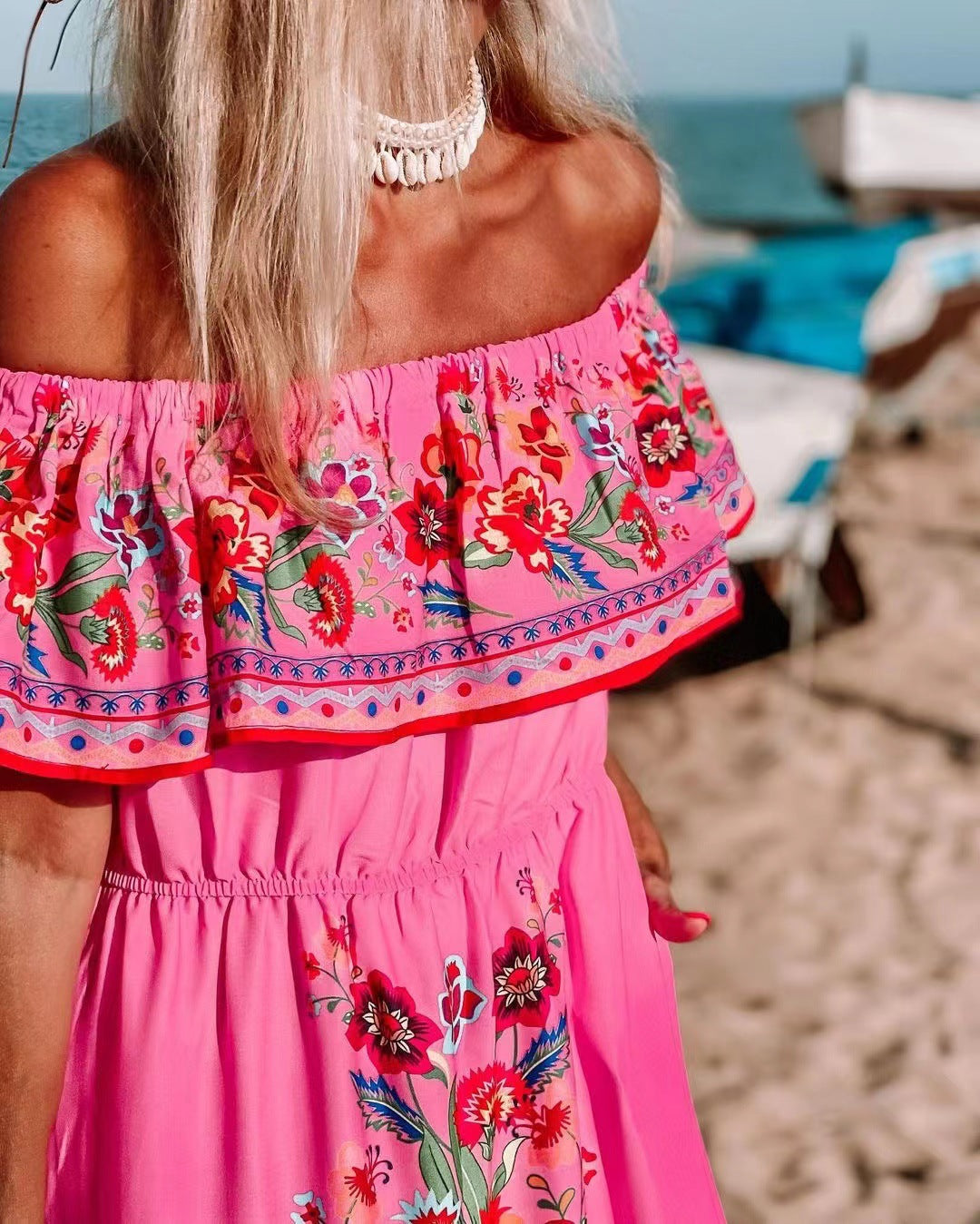 Jacinta | Patterned Tie-Waist Long Dress