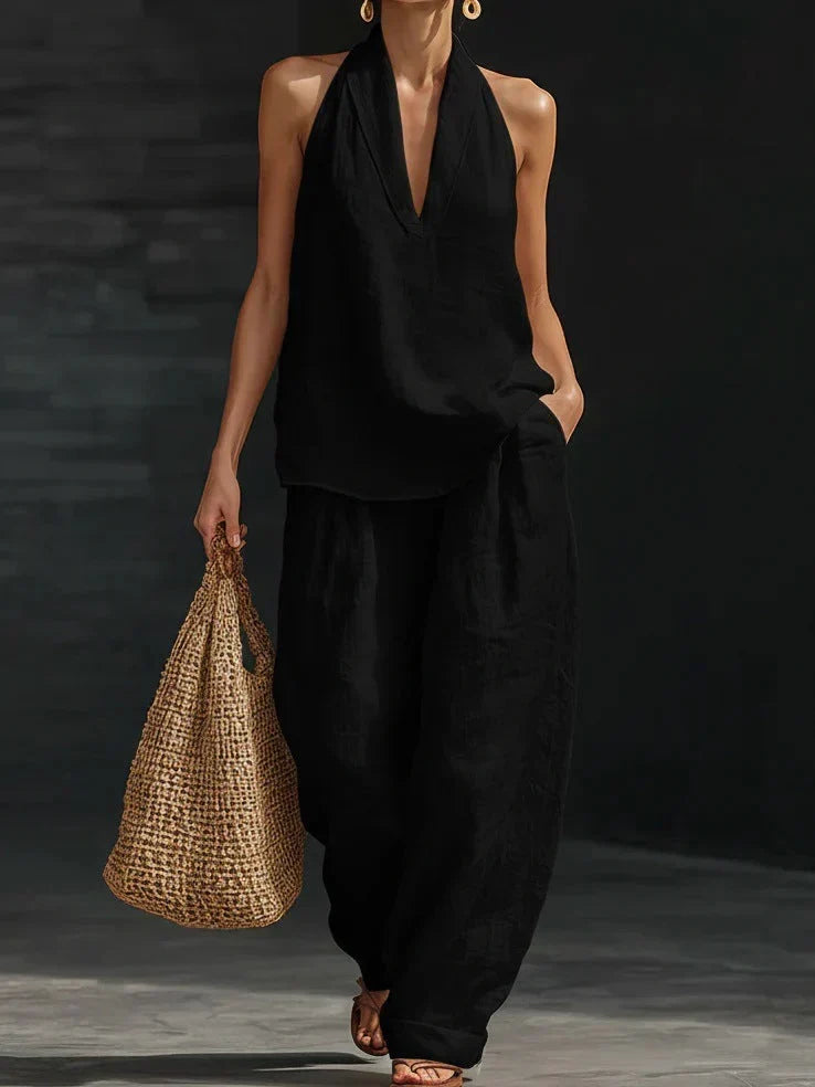 Andrea Sleeveless Set with Wide-Leg Pants