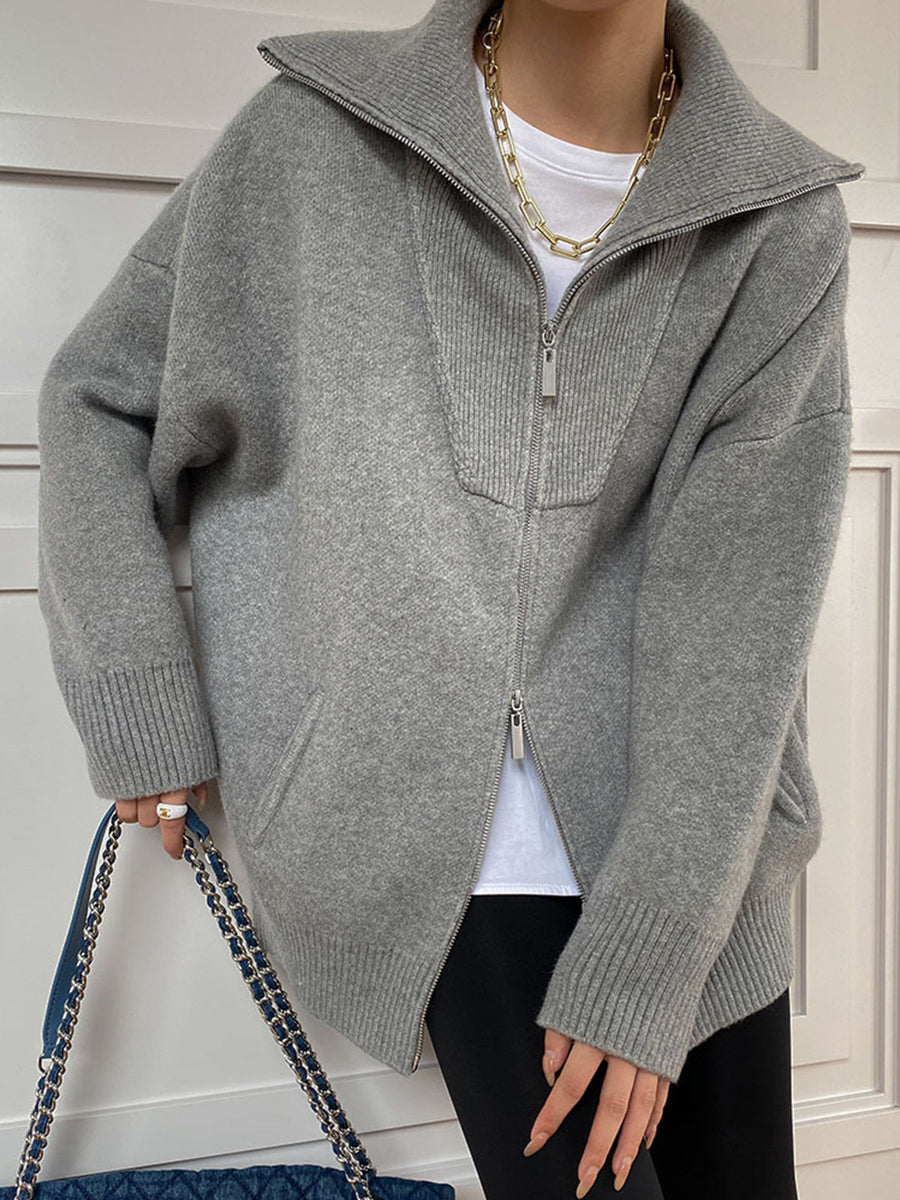 Casual Oversized Open Collar Cardigan