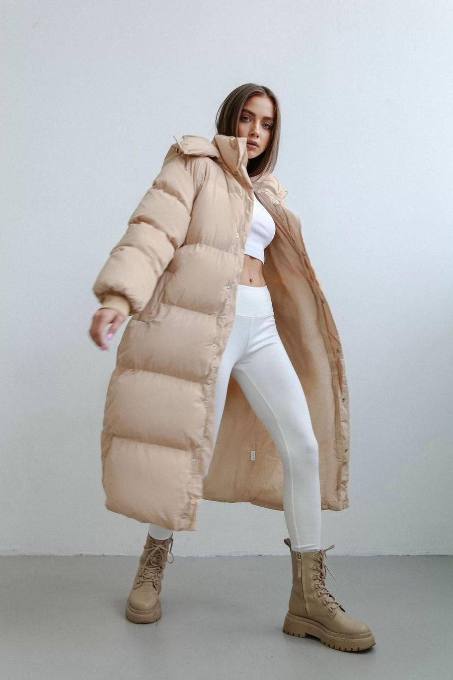 Oversized Women's Quilted Puffer Trench Coat For Women