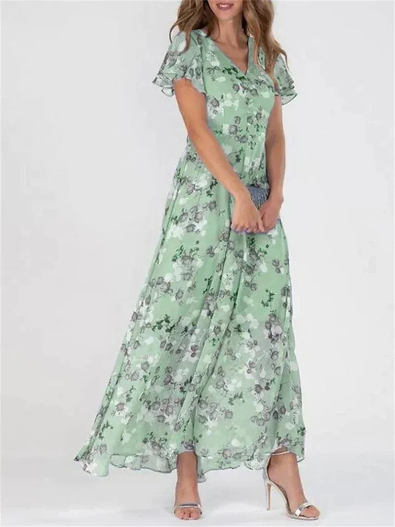 Denice | Sweet Floral V-Neck Dress