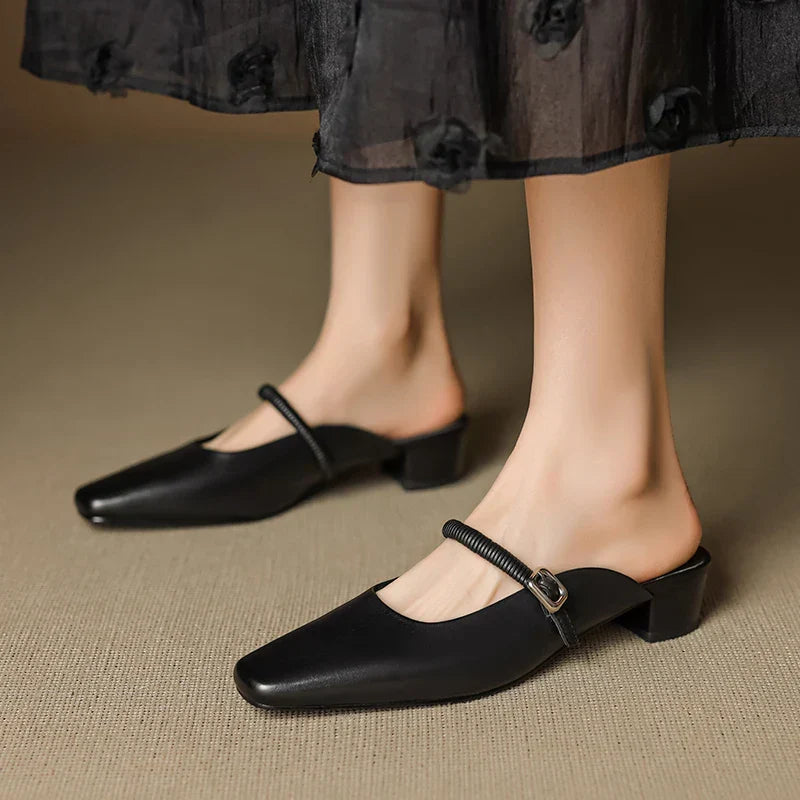 Kera Genuine Leather Mary Jane Mules