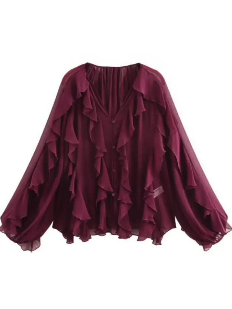 Jacklyn | Elegant V-Neck Tiered Blouse