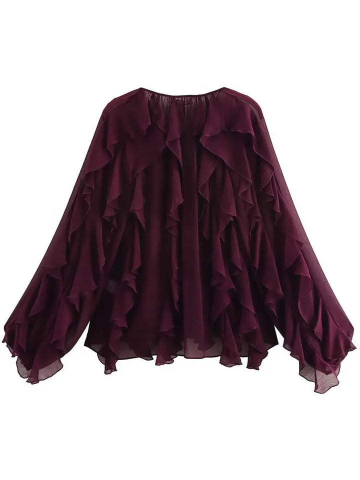 Jacklyn | Elegant V-Neck Tiered Blouse