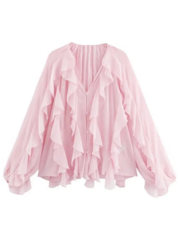 Jacklyn | Elegant V-Neck Tiered Blouse