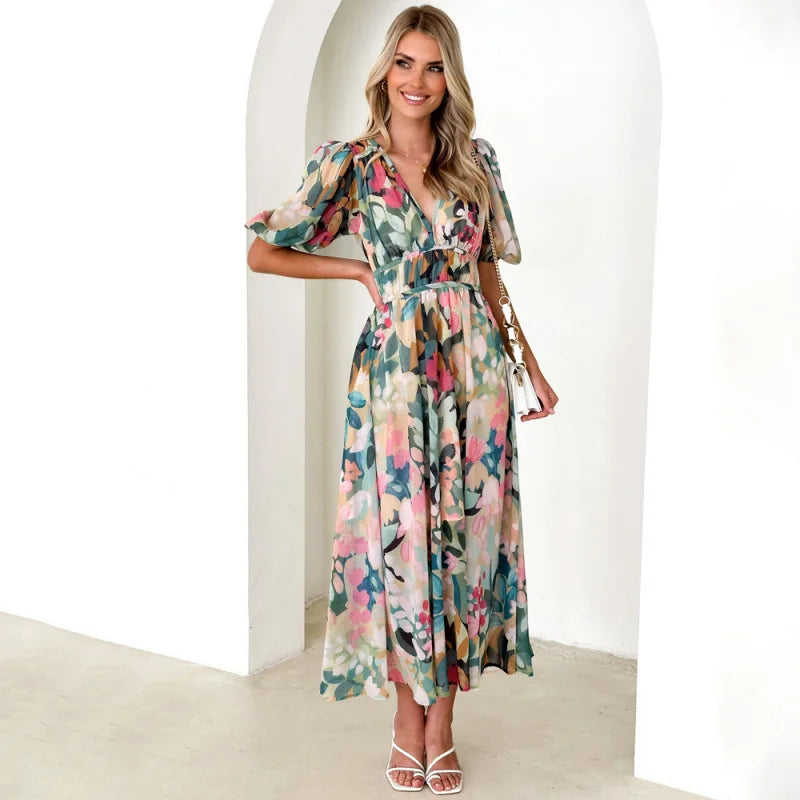 Cathy | Printed Puff Sleeve Dress