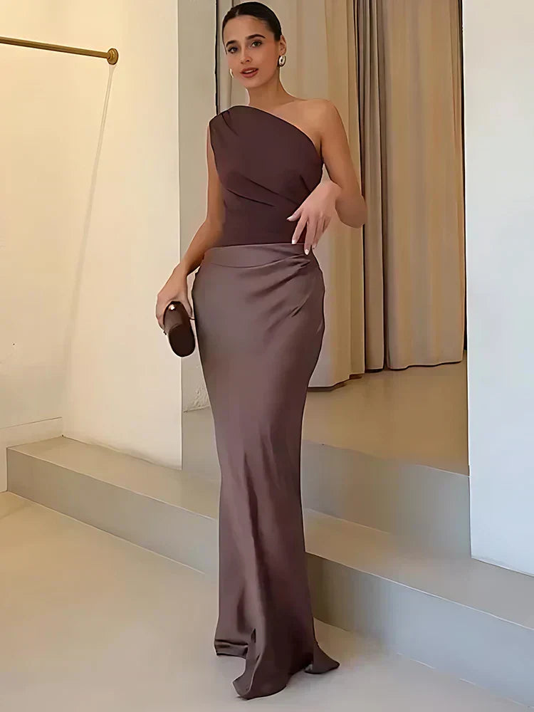Scott & Allison™ | Maxi Dress with a Guilt in Satin