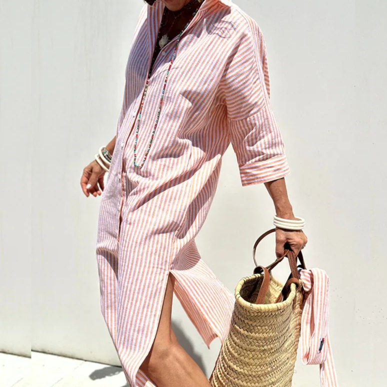 Valeria | Elegant Striped Shirt Dress