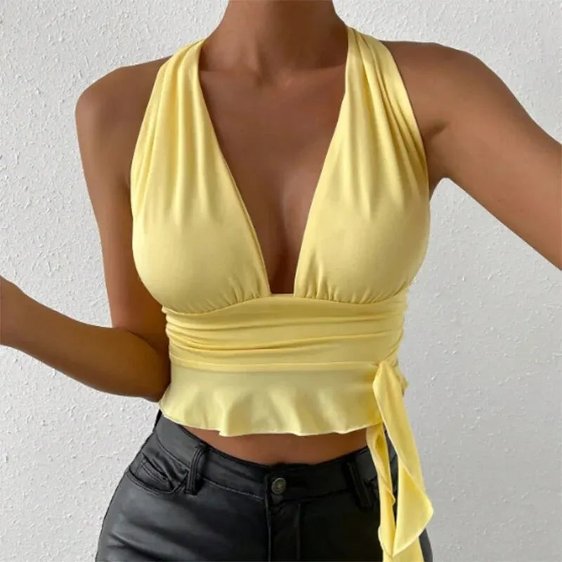 Selena | Fitted Deep V-Neck Top