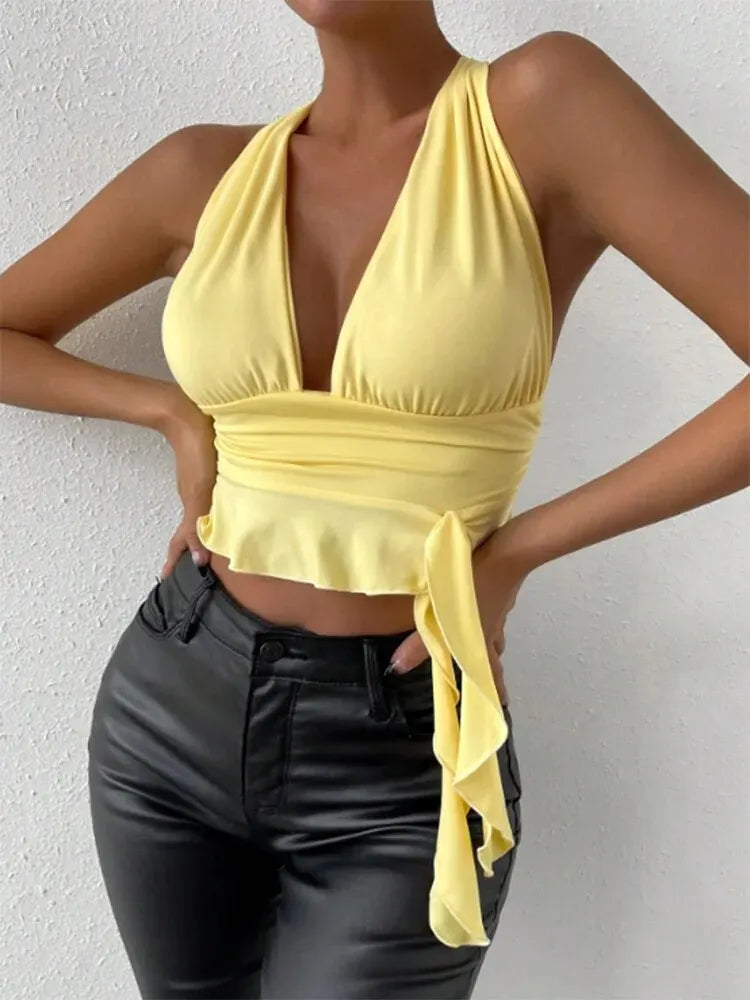 Selena | Fitted Deep V-Neck Top