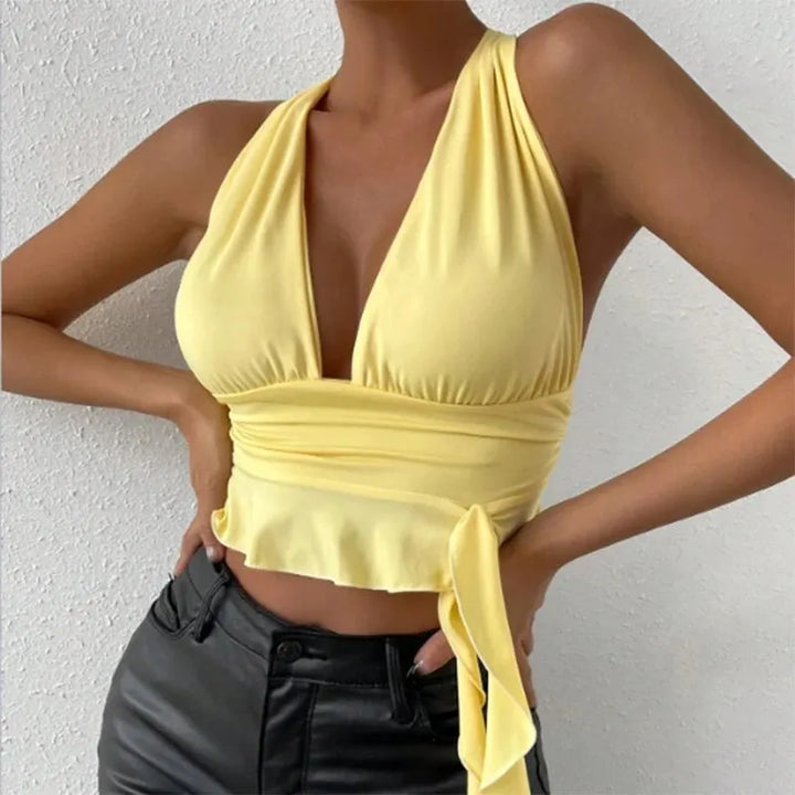 Selena | Fitted Deep V-Neck Top