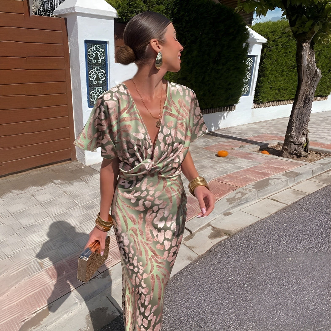 Kirsten | Long Dress with Twisted V-Neck