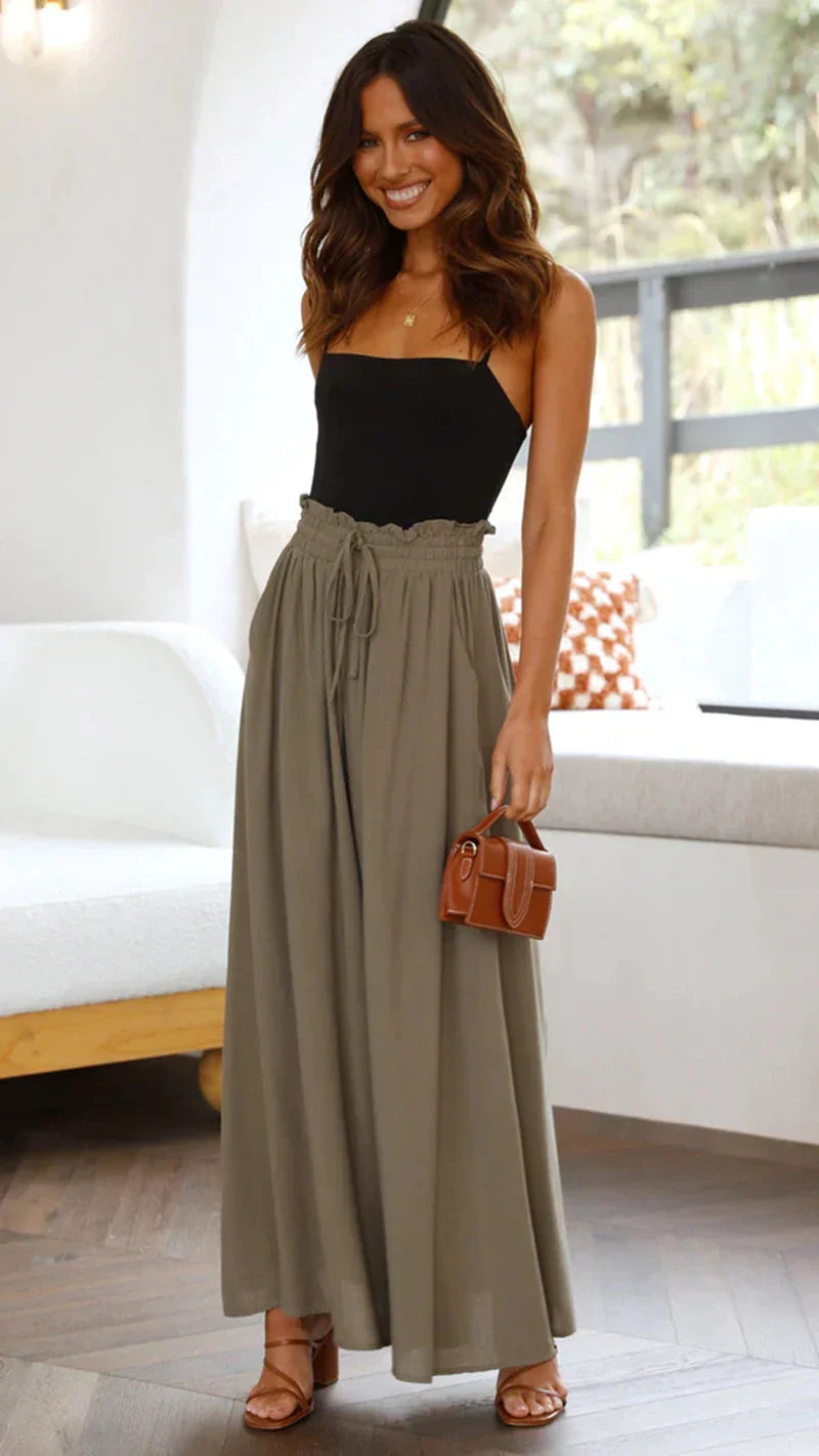 Bianca | Elastic Waist, Wide Leg Trousers