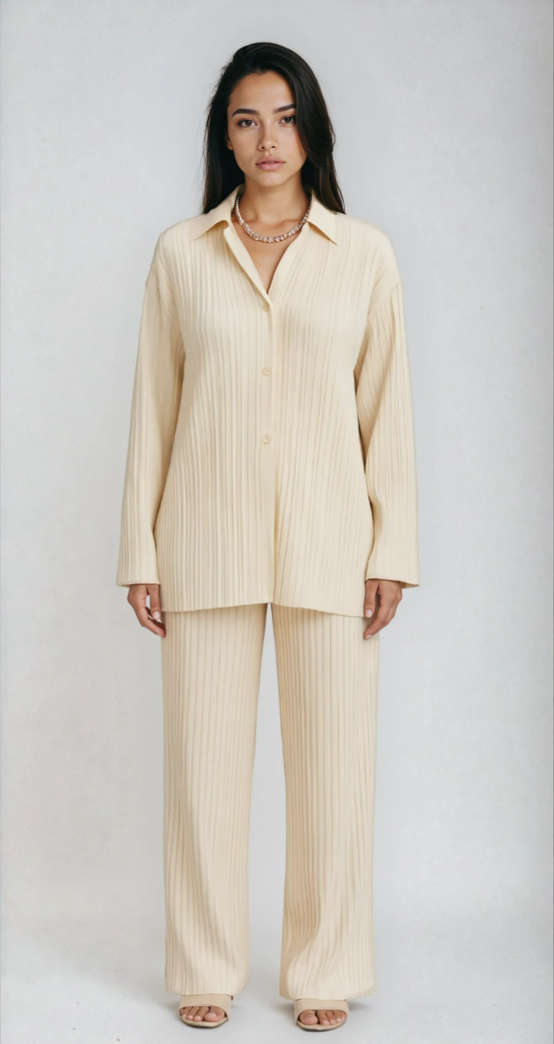 Oversized Pleated Two-Piece Lounge Set