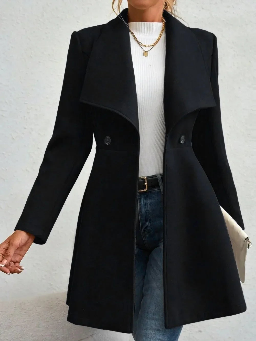 Slim-Fit Wool Coat – Chic Transitional Outerwear for Office and Casual Wear