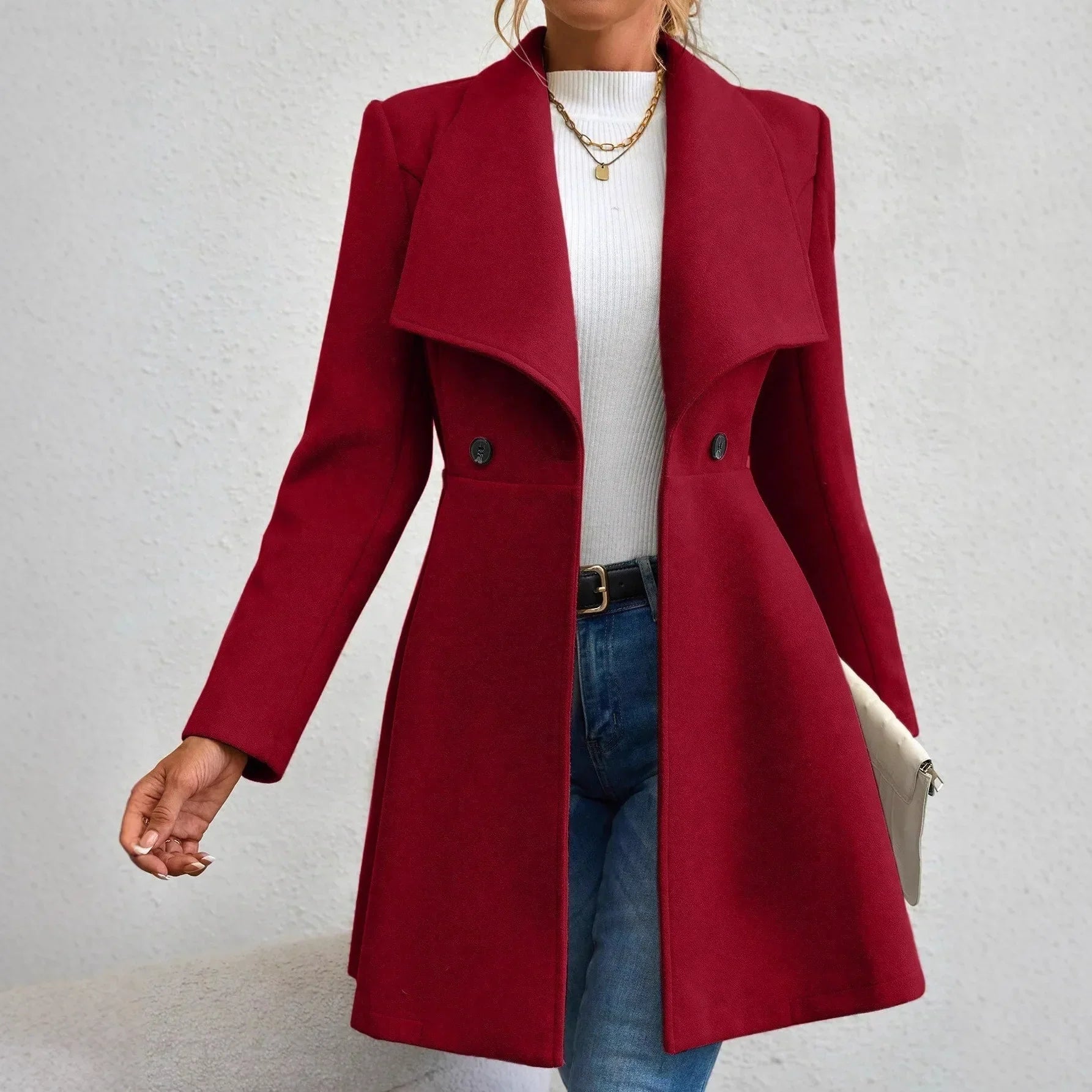 Slim-Fit Wool Coat – Chic Transitional Outerwear for Office and Casual Wear