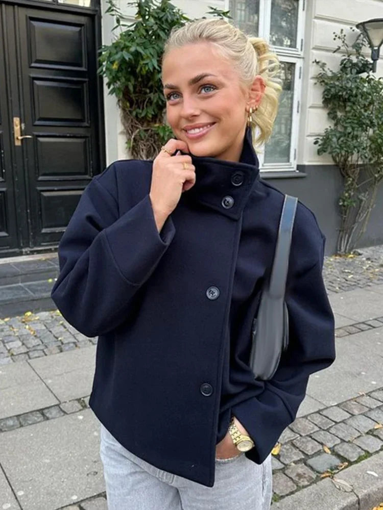 Stand Collar Women's Pea Coat