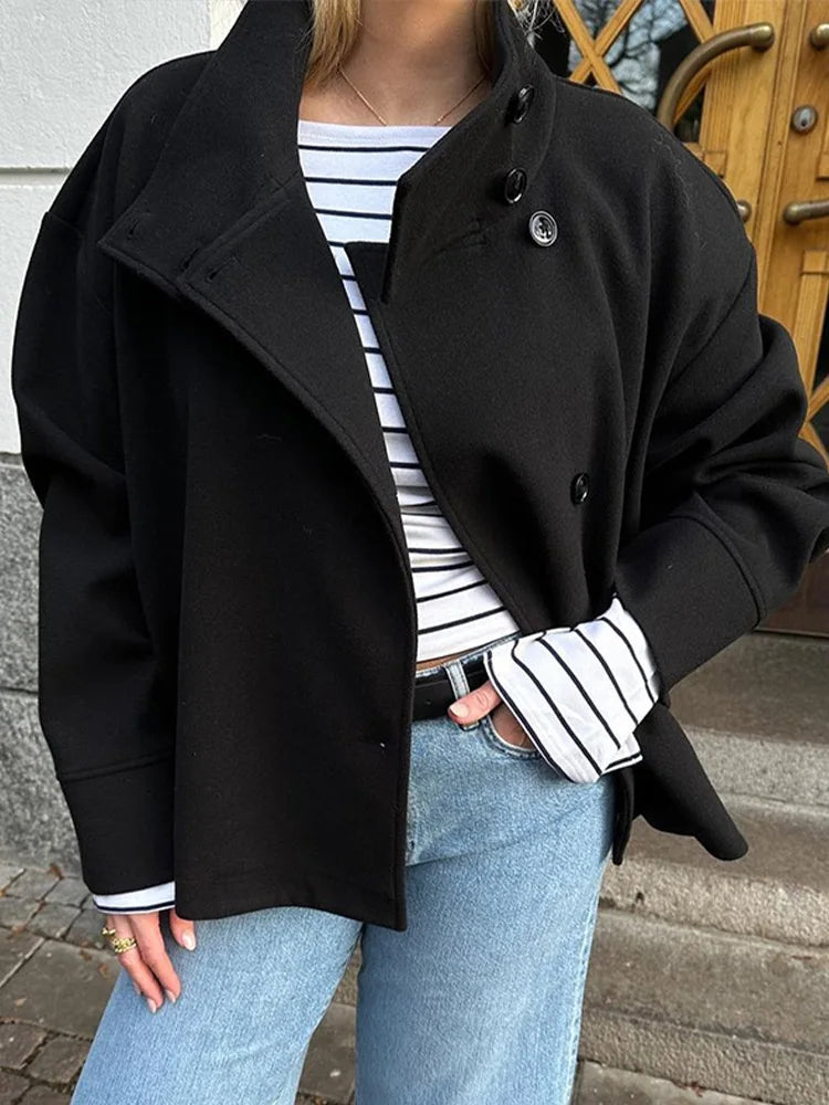 Stand Collar Women's Pea Coat