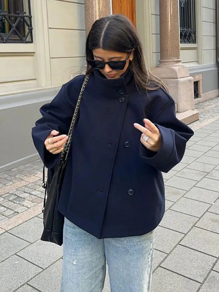 Stand Collar Women's Pea Coat