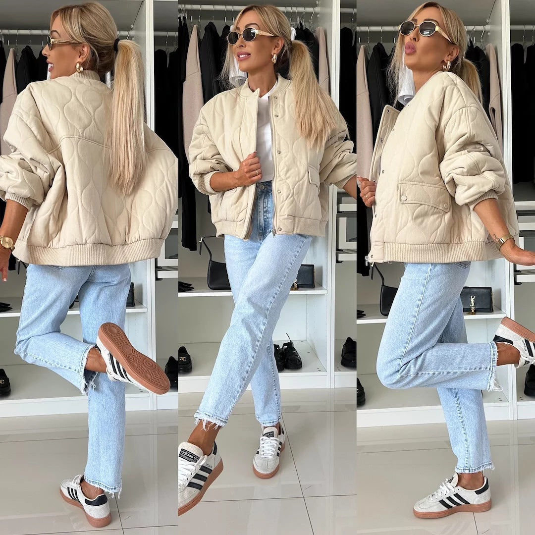 Women's Relaxed Quilted Bomber Jacket