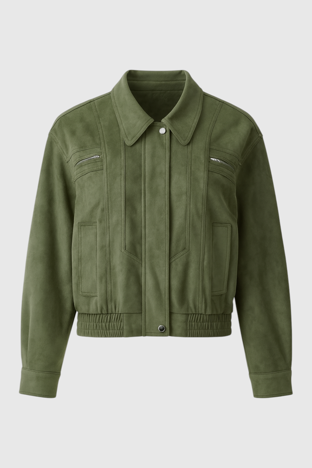 Elegant Green Bomber Jacket with Timeless Style