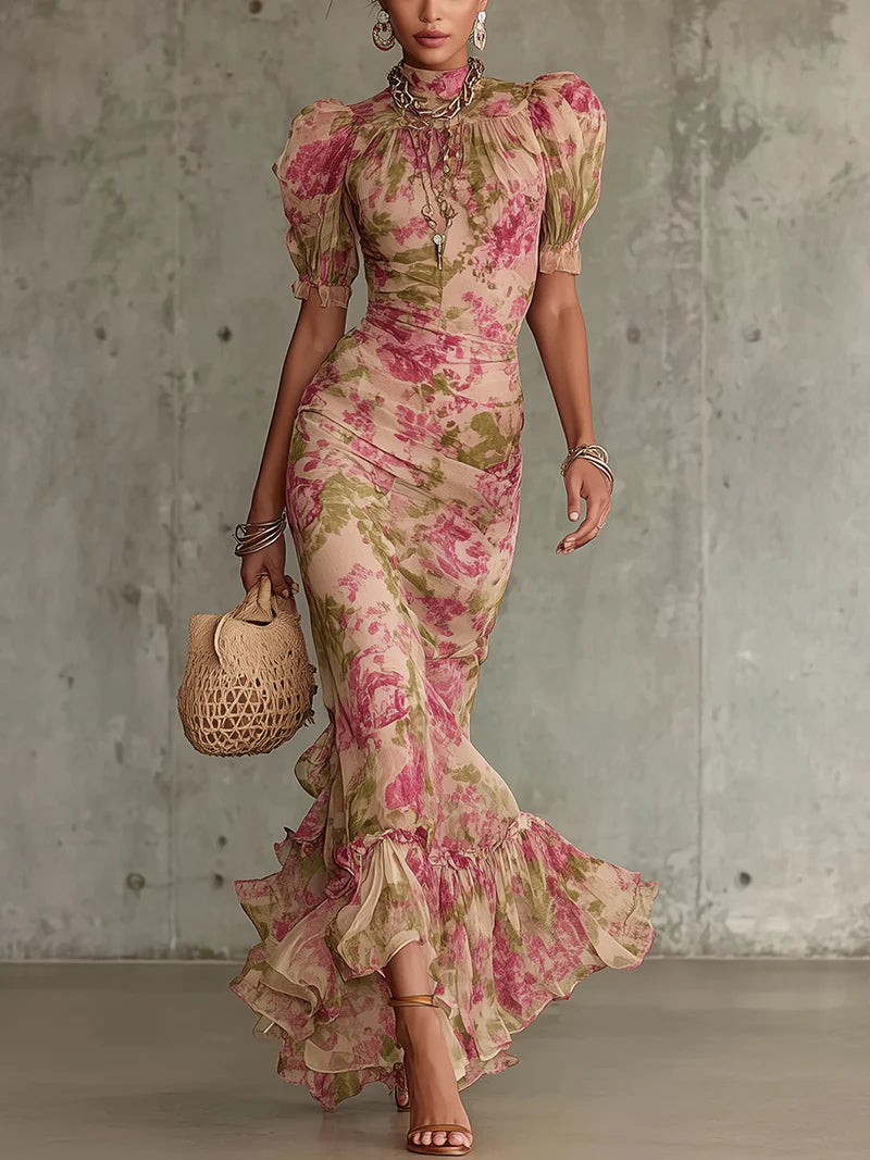 Rosalie™ | Vintage Rose Print Maxi Dress