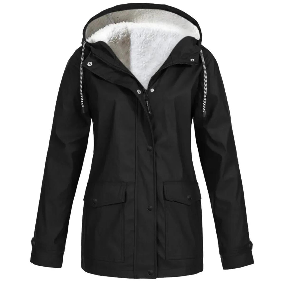 Women's Water and Windproof Fleece-Lined Jacket With Hood