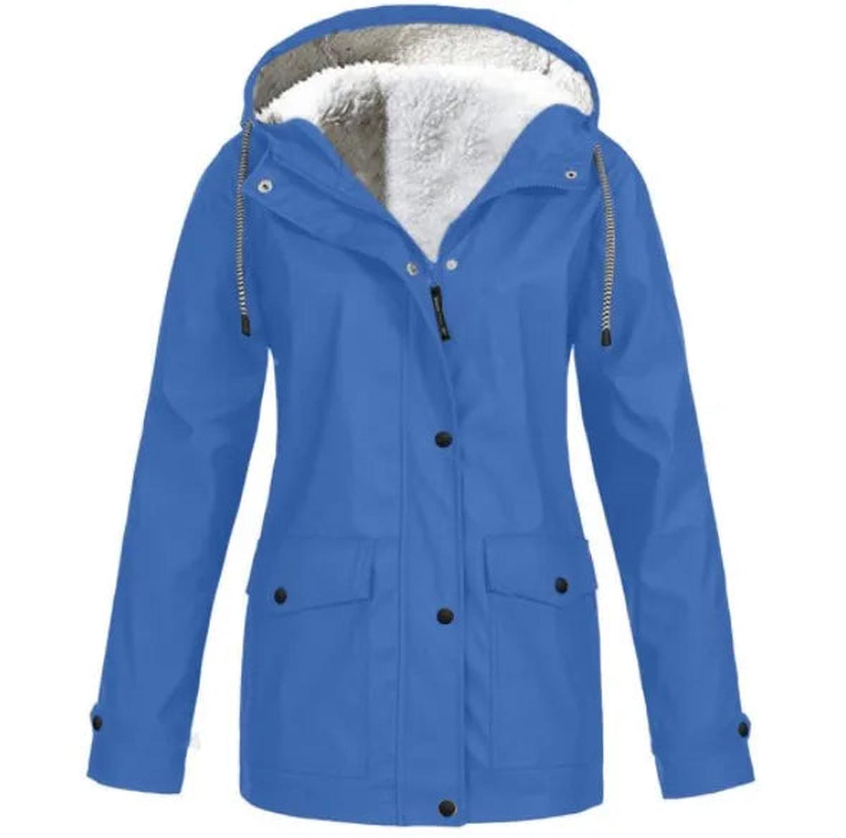 Women's Water and Windproof Fleece-Lined Jacket With Hood