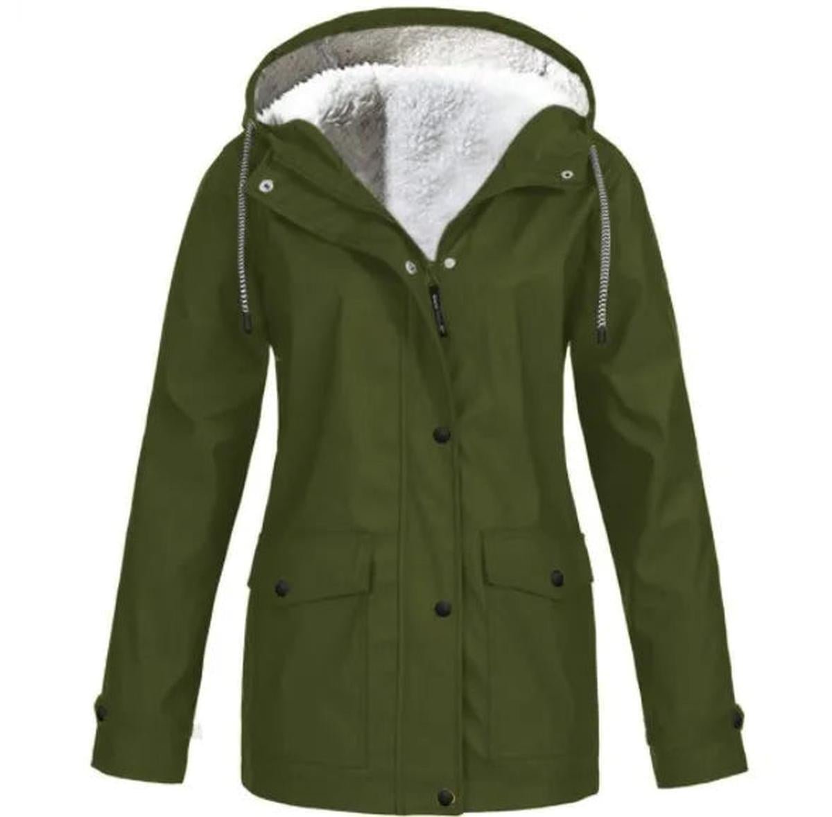 Women's Water and Windproof Fleece-Lined Jacket With Hood