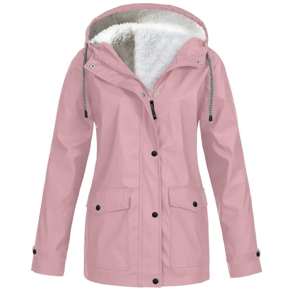 Women's Water and Windproof Fleece-Lined Jacket With Hood