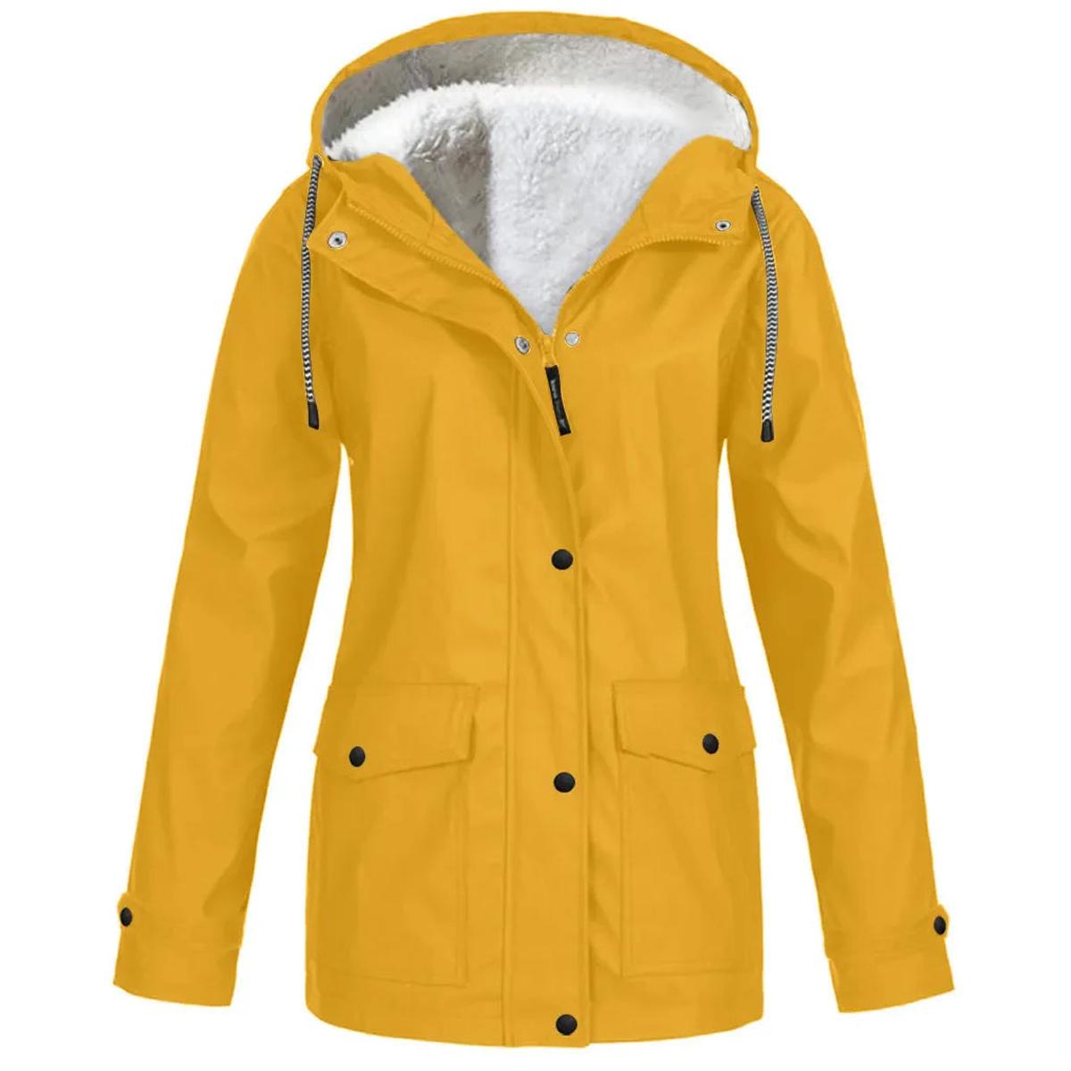 Women's Water and Windproof Fleece-Lined Jacket With Hood