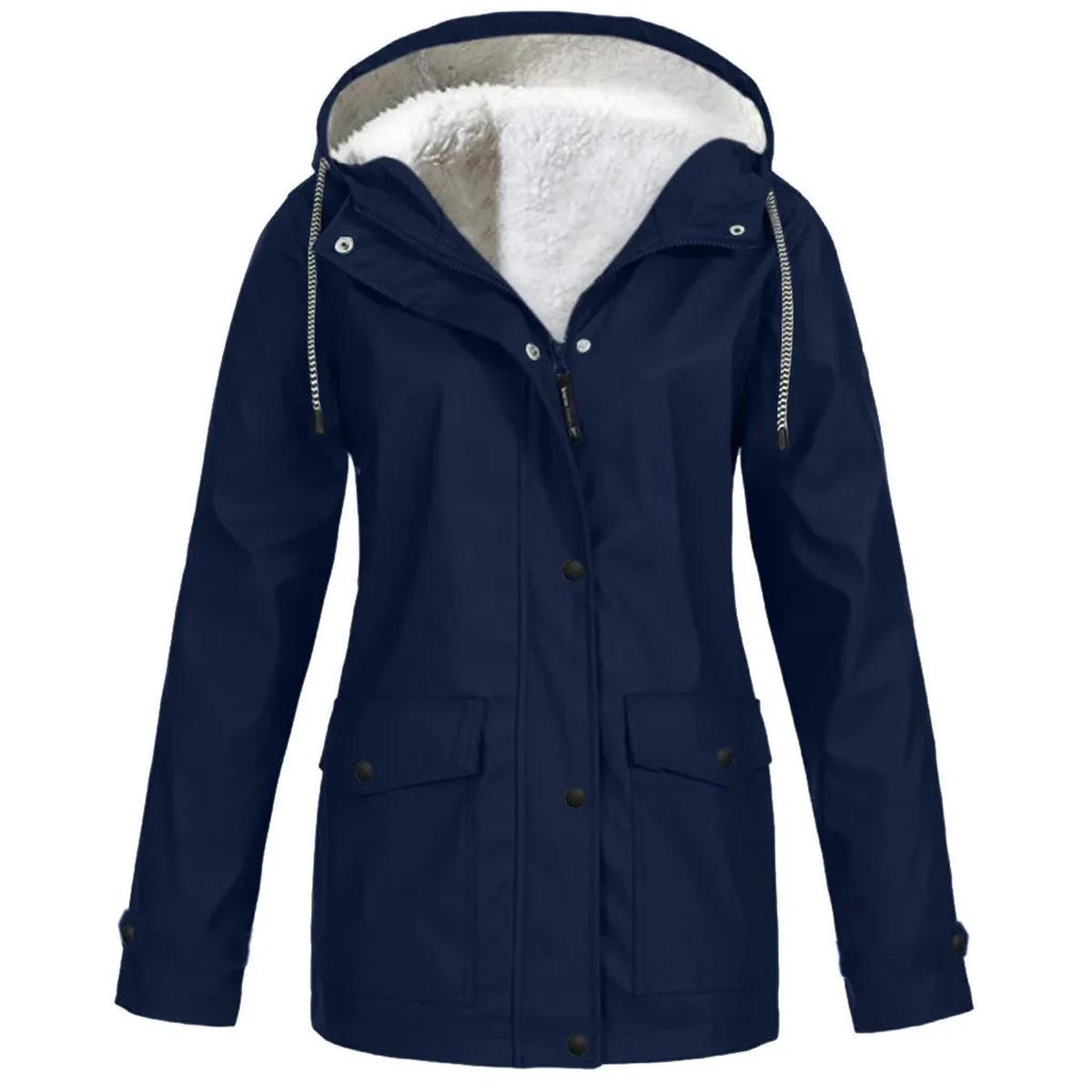 Women's Water and Windproof Fleece-Lined Jacket With Hood