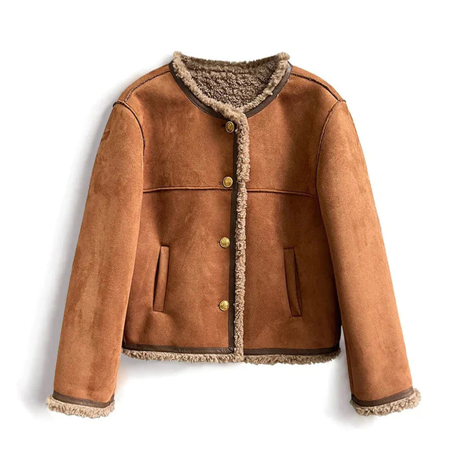 Women’s Faux Shearling Lined Suede Jacket