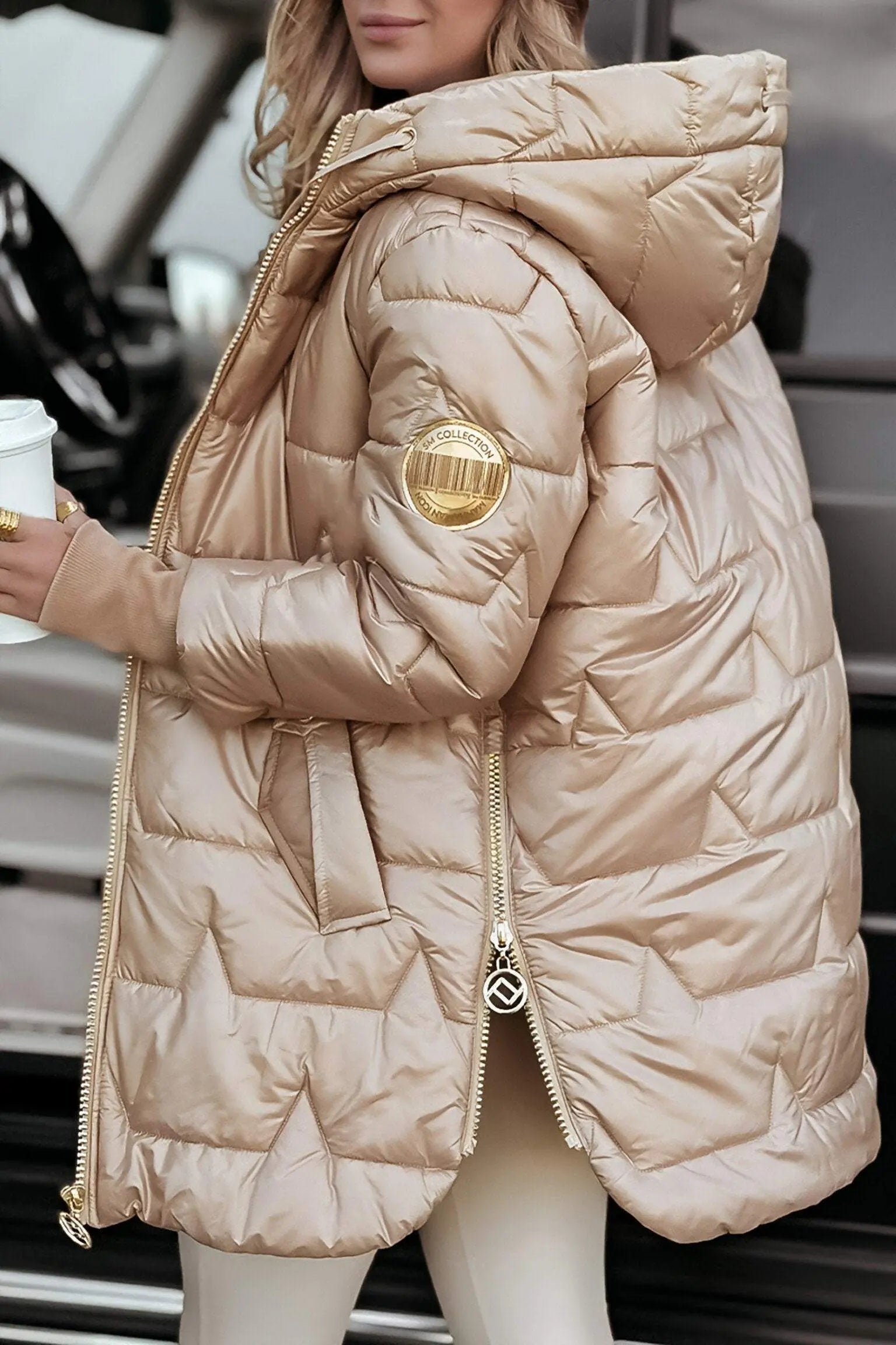 Women's Hooded Puffer Jacket with Quilted Lining