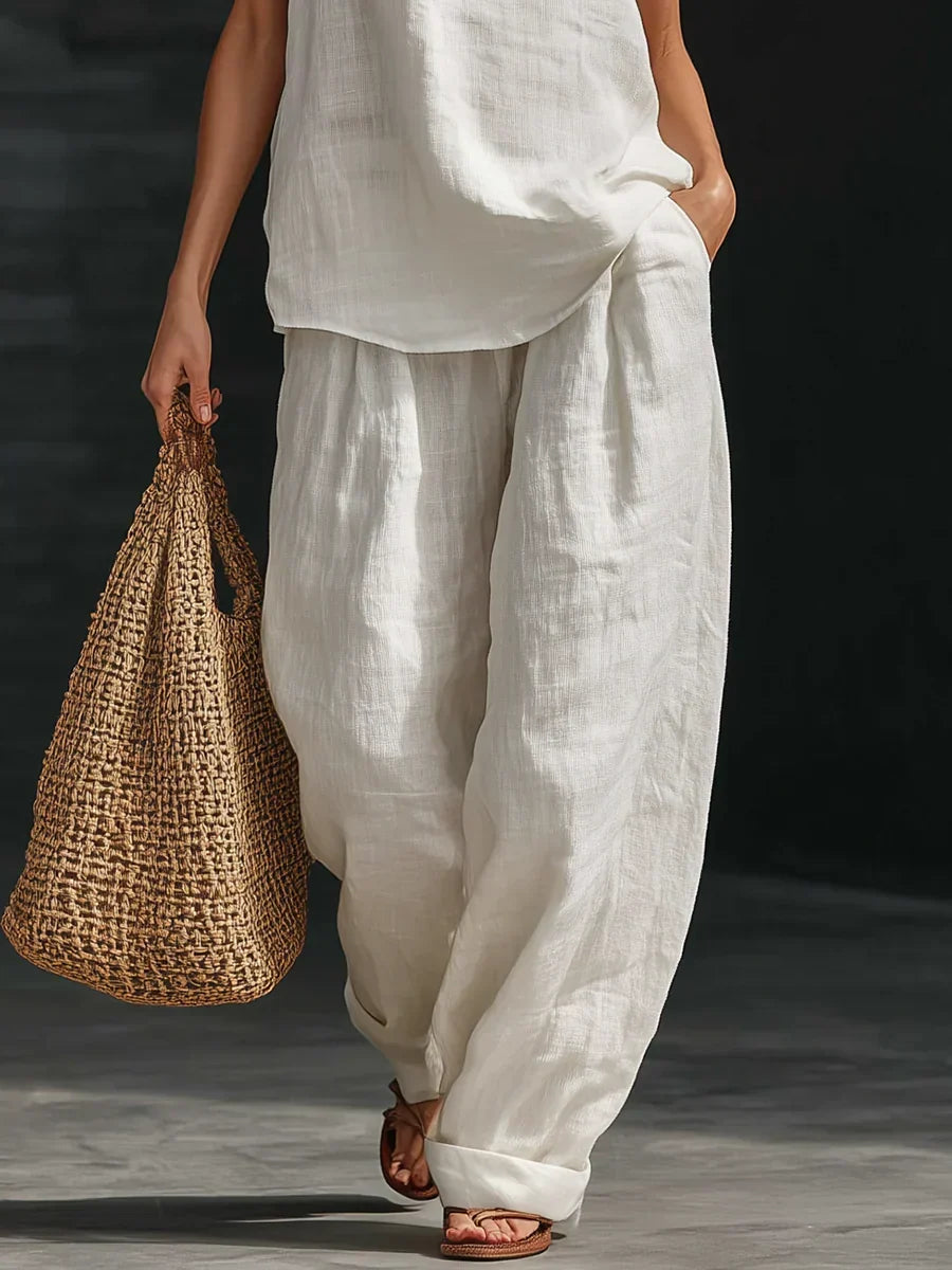 Andrea Sleeveless Set with Wide-Leg Pants