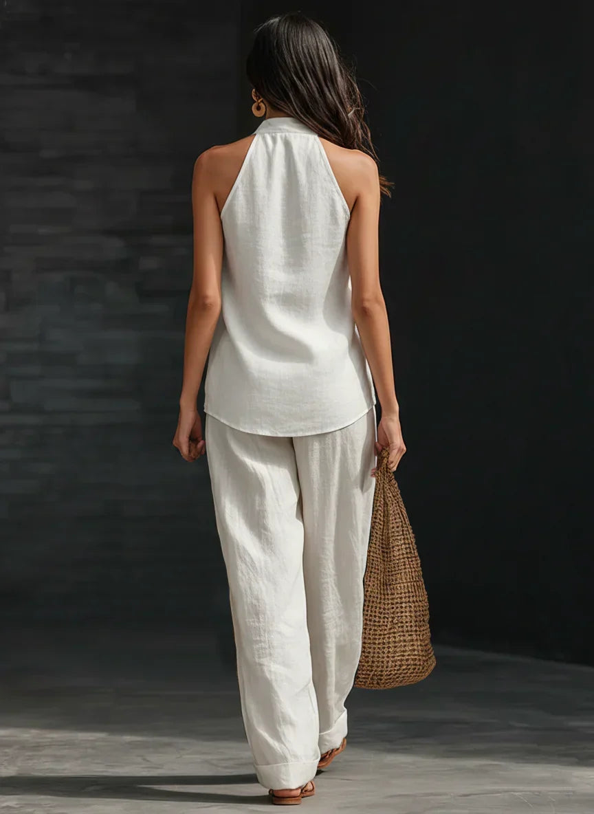 Andrea Sleeveless Set with Wide-Leg Pants