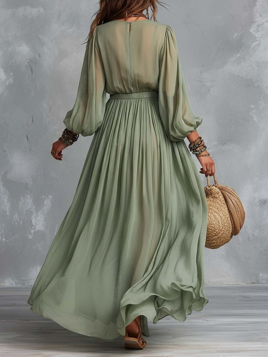 Élodine™ | Bohemian Maxi Dress with Floral Print