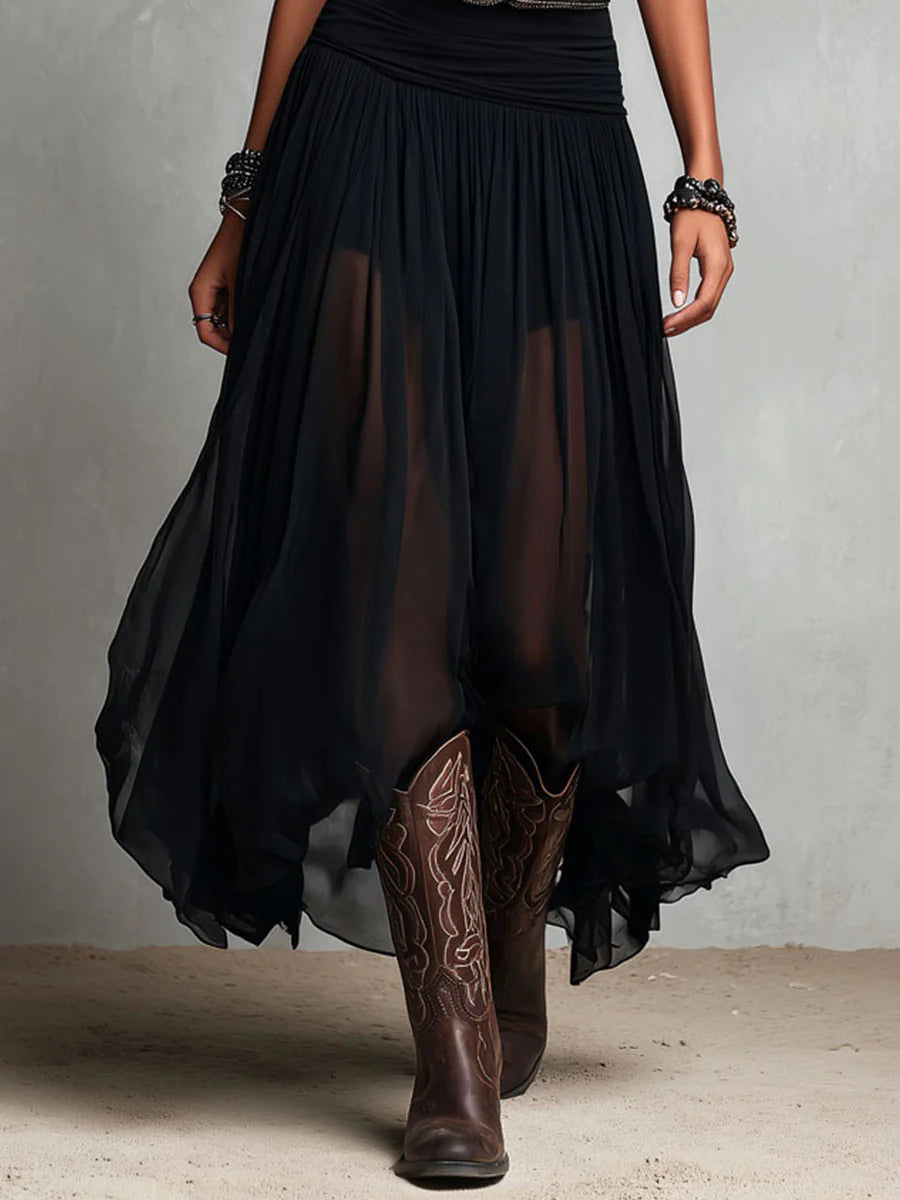 Black Top and Maxi Tulle Skirt