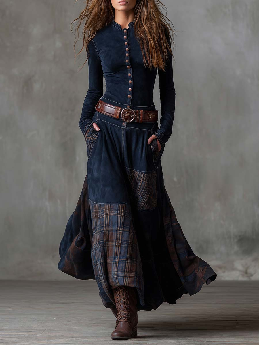 NOOR™ | Maxi Dress with Waist Accent and Vintage Bohemian Look