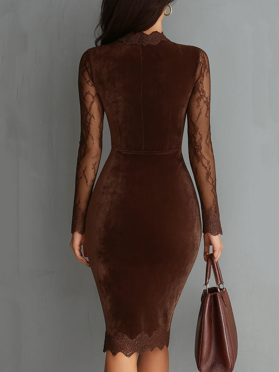 Aurélia™ | Mini Velvet Dress with Lace Sleeves