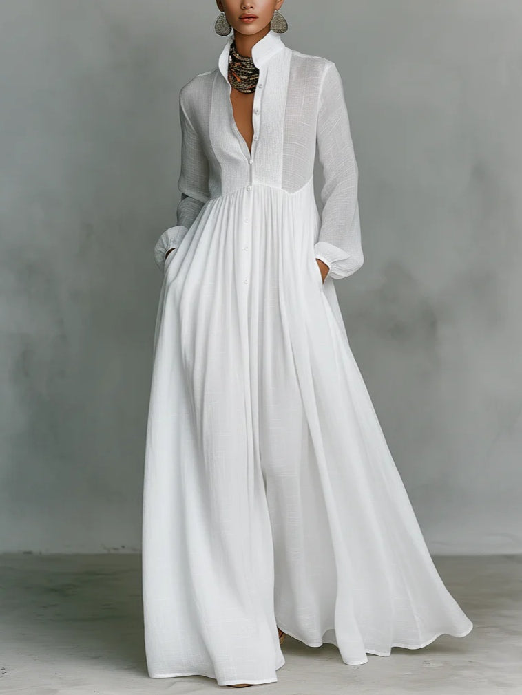 Léonie™ | Minimalist Maxi Dress with High Collar