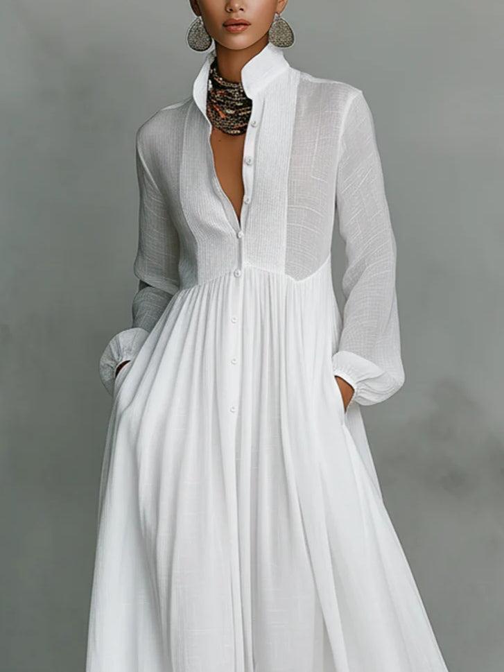 Léonie™ | Minimalist Maxi Dress with High Collar