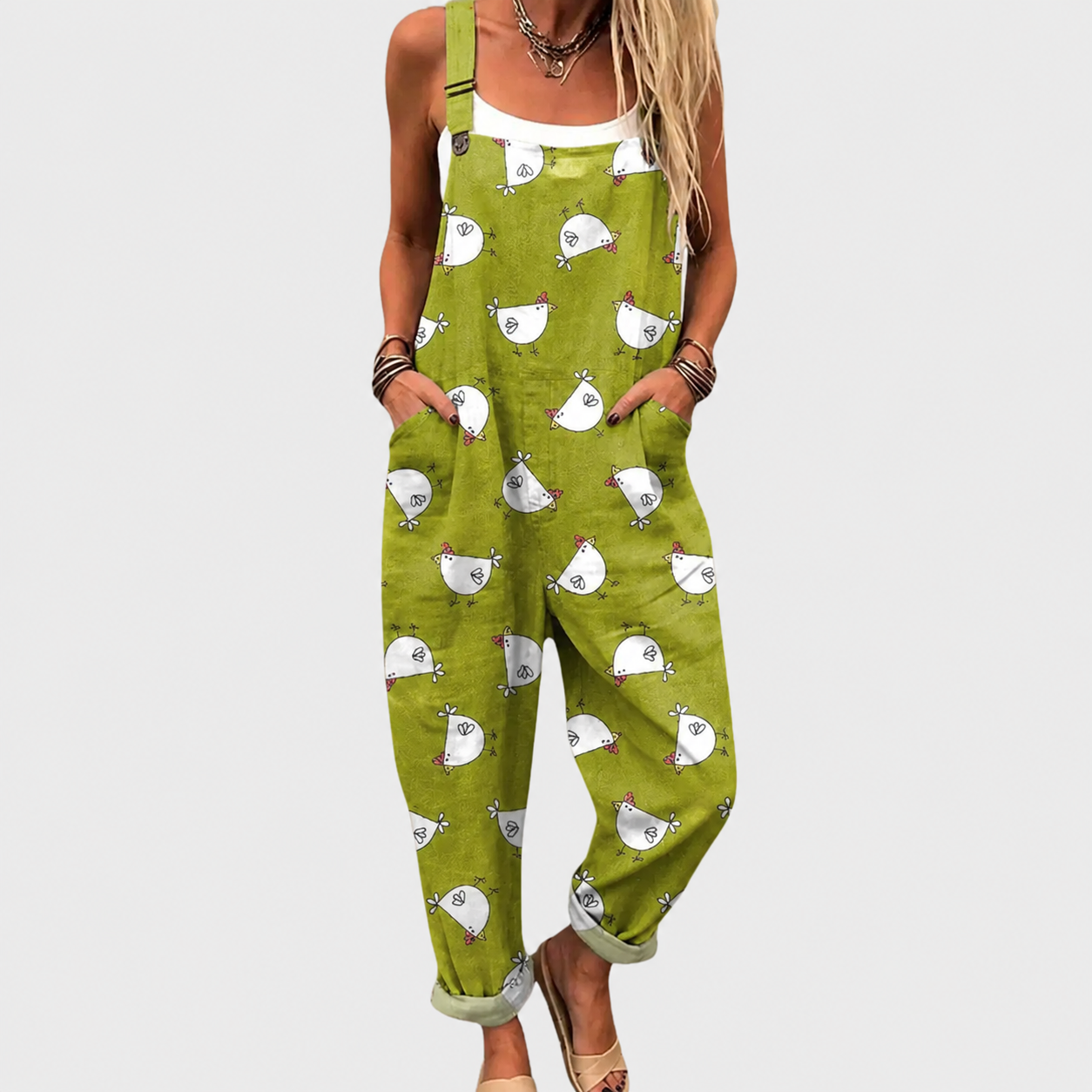 Comfortable Printed Overalls